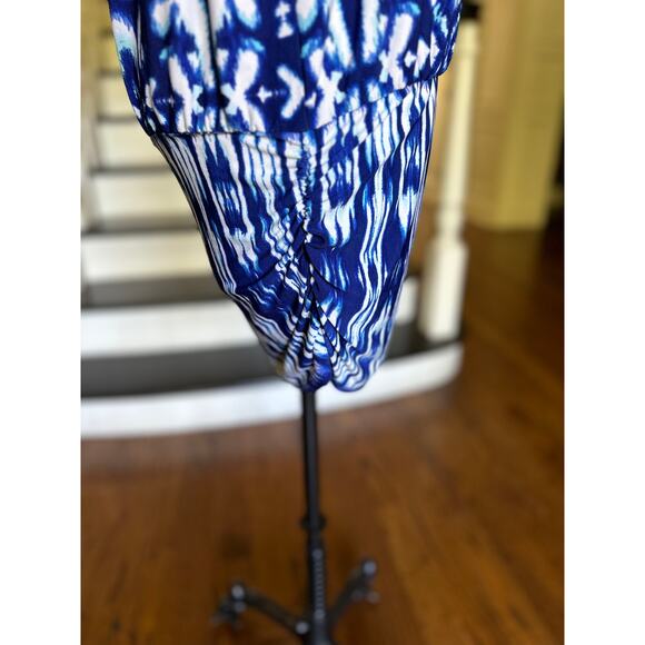 Boston Proper Blue Ikat Dress BodyCon Long Sleeve Summer Dress Pool Beach Resort - Picture 5 of 12